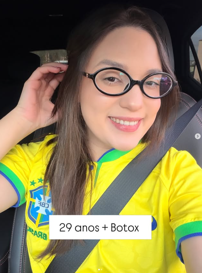 Carla aos 29 anos, com Botox
